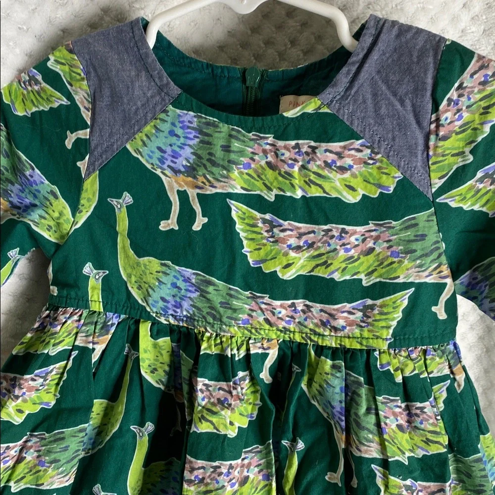 Pink Chicken New York Green Peacock Print Dress